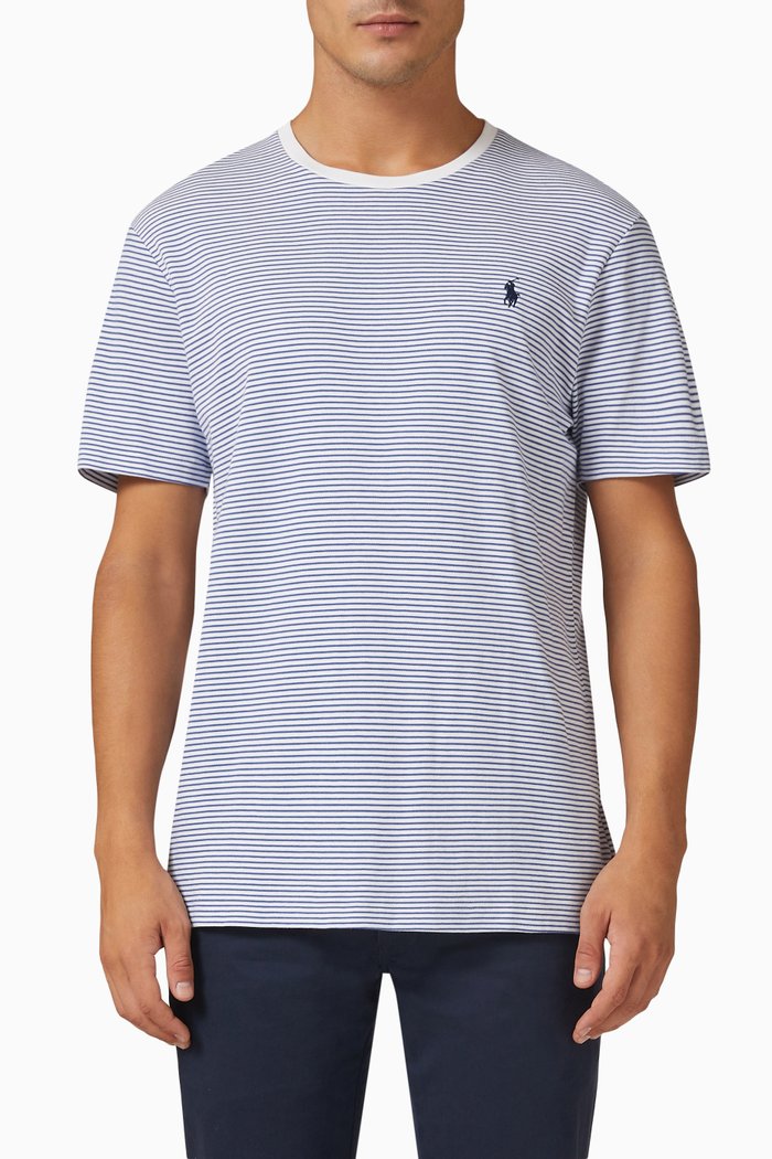 

Contrast Stripe T-shirt in Cotton Jersey, White