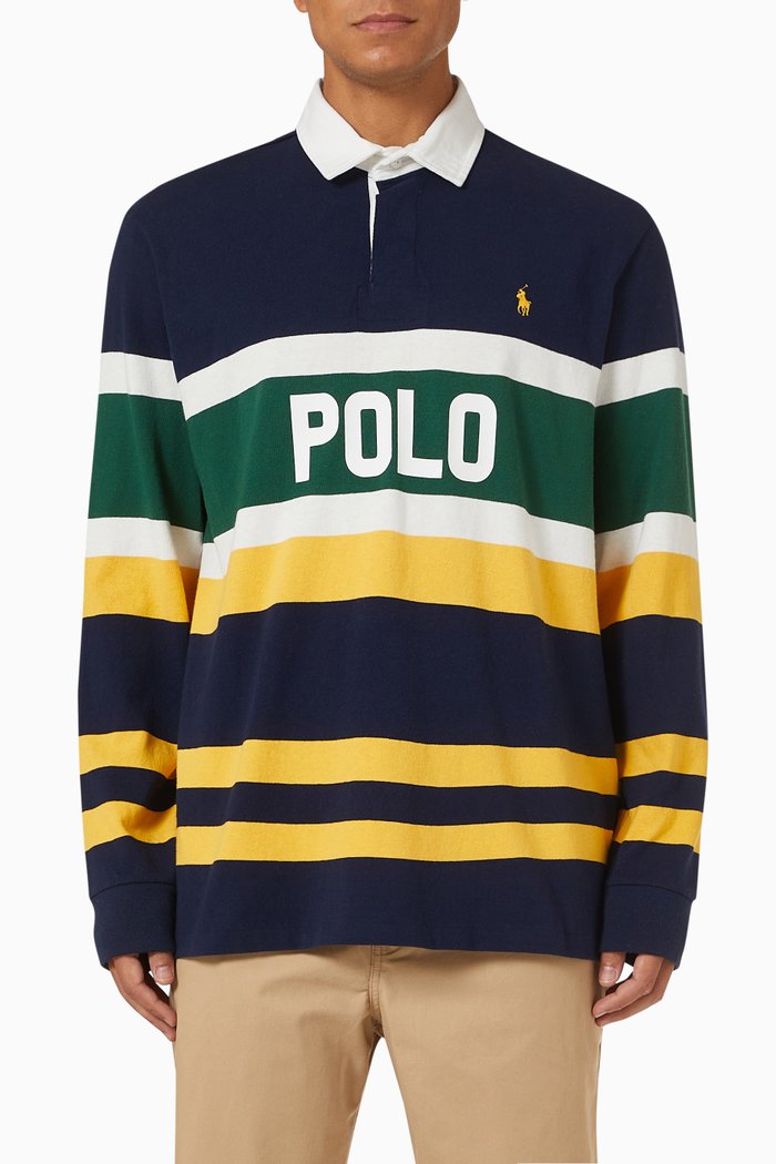 

Rugby Long Sleeve Shirt in Cotton, Blue