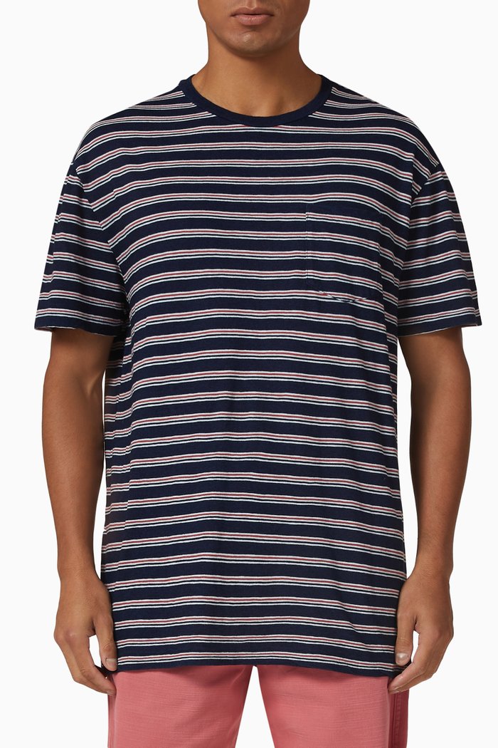 

Striped T-shirt in Cotton Jersey, Blue
