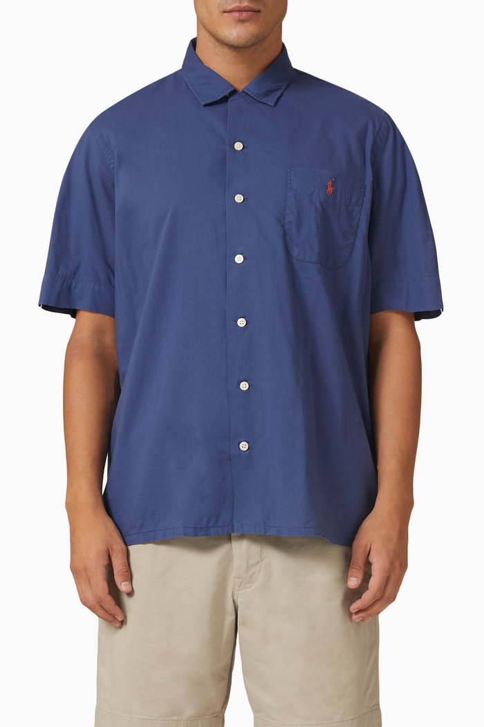 

Casual Sport Shirt in Cotton, Blue