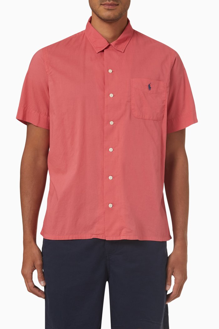 

Pocket Camp Shirt in Cotton, Red