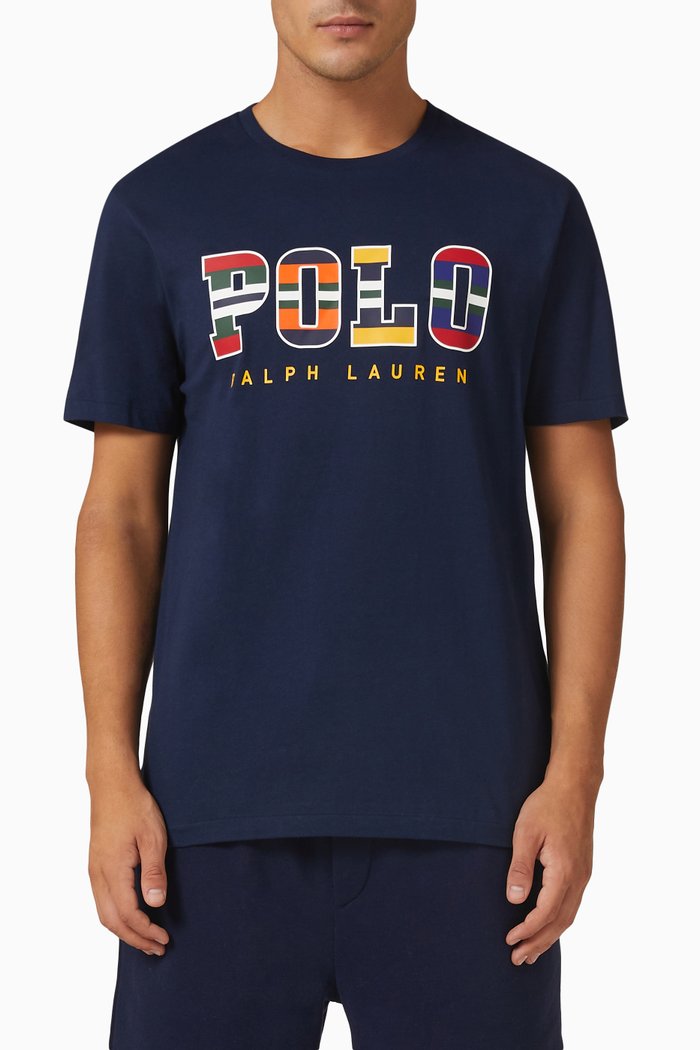 

Graphic Logo Print T-shirt in Cotton, Blue