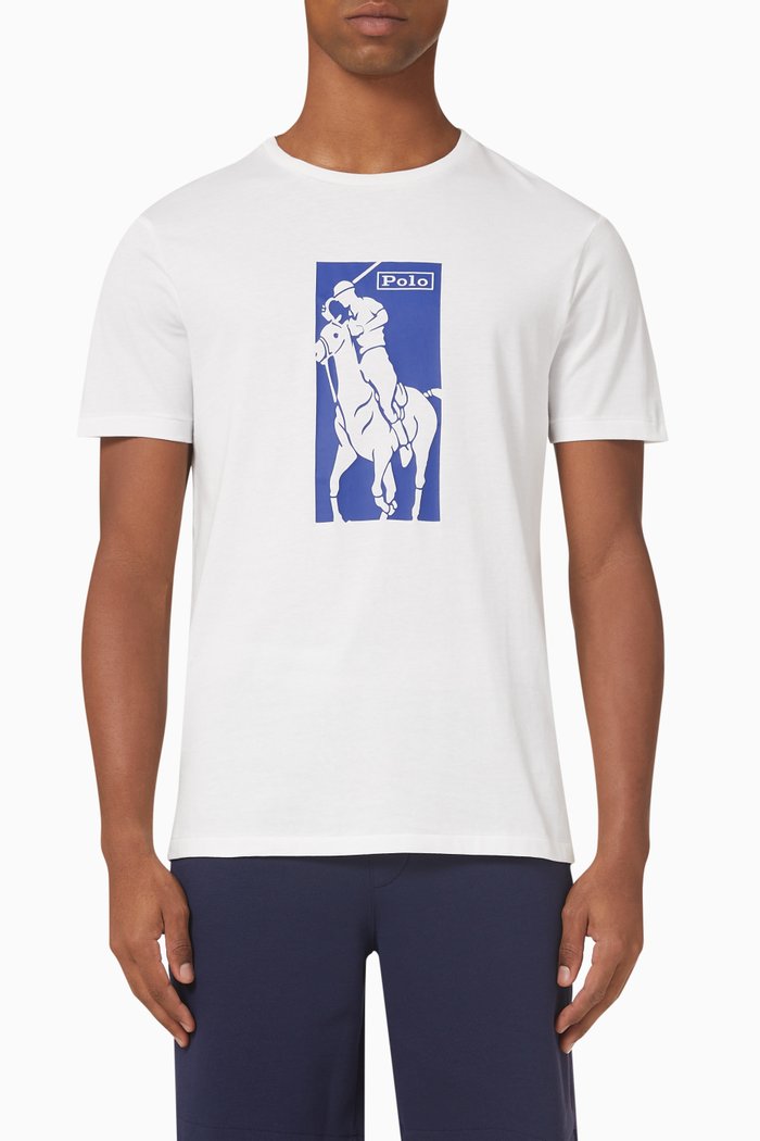 

Polo Graphic Logo T-shirt in Cotton Jersey, White