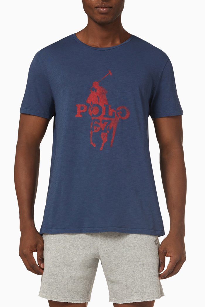 Big Pony Logo T-shirt in Cotton Jersey, Blue