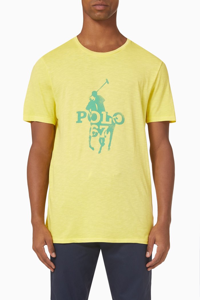 

Polo Graphic Logo T-shirt in Cotton Jersey, Yellow
