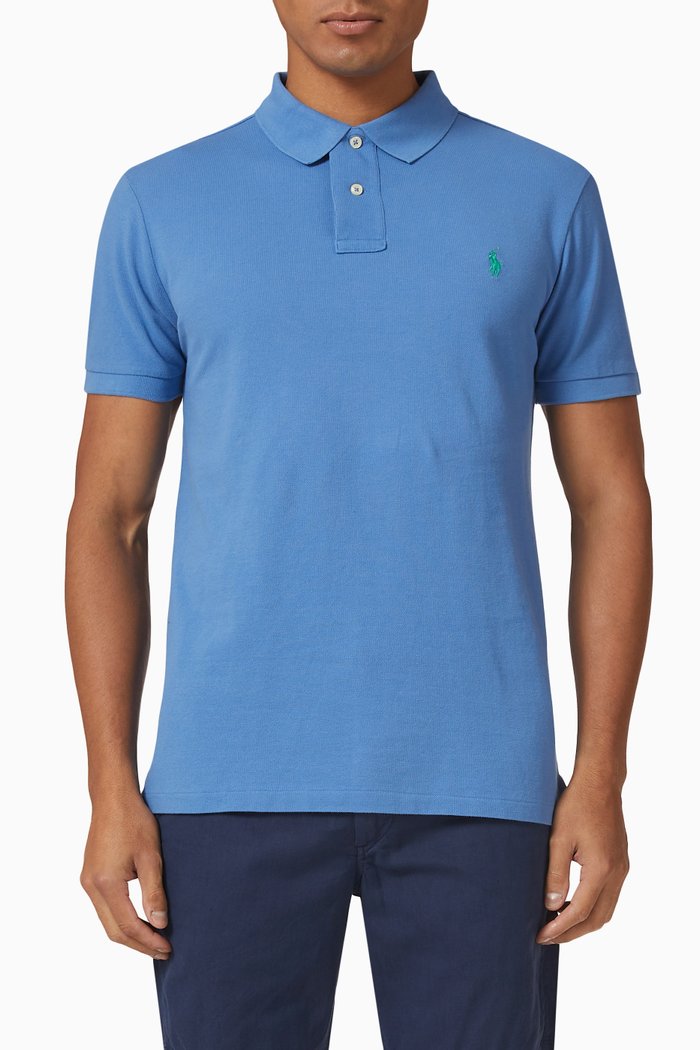 

Polo Shirt in Cotton Piqué, Blue