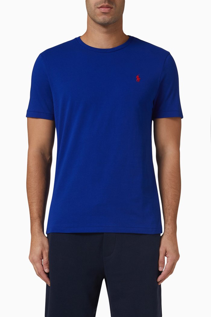 

Short Sleeve T-shirt in Cotton Jersey, Blue