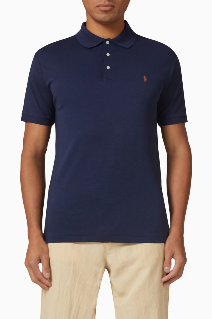 

Polo Shirt in Cotton Piqué, Blue