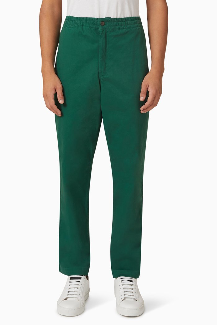 

Stretch Flat Pants in Twill, Green