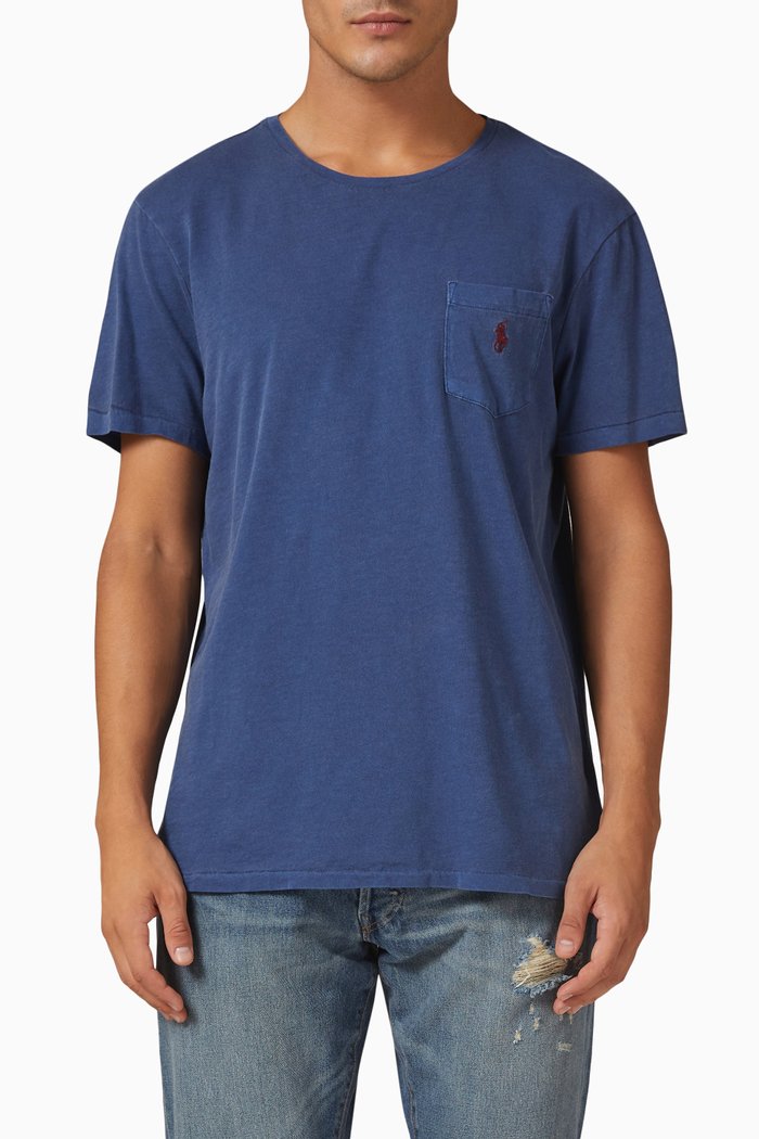 

Logo Pocket T-shirt in Cotton, Blue
