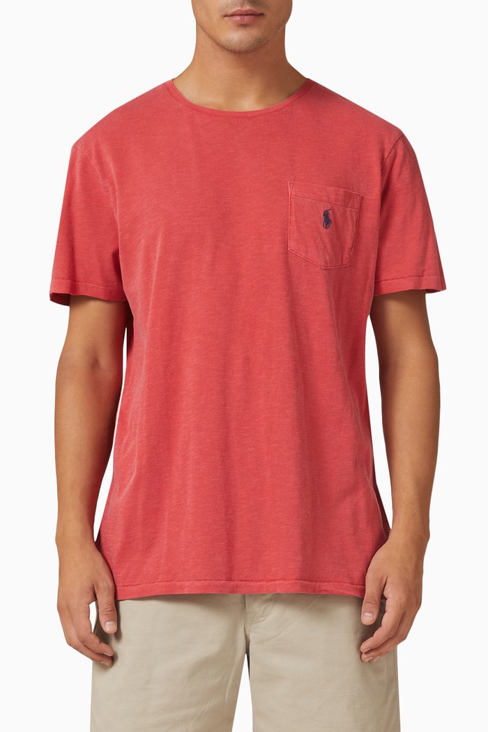 

Logo Pocket T-shirt in Cotton, Red
