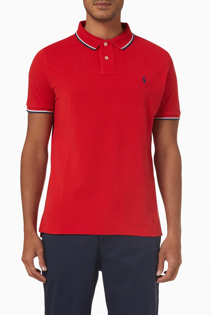 

Custom Slim Fit Polo Shirt in Cotton Mesh, Red