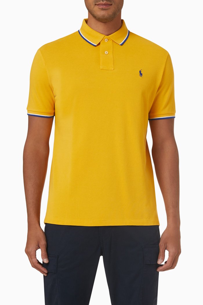 Custom Slim Fit Polo Shirt in Cotton Mesh, Orange