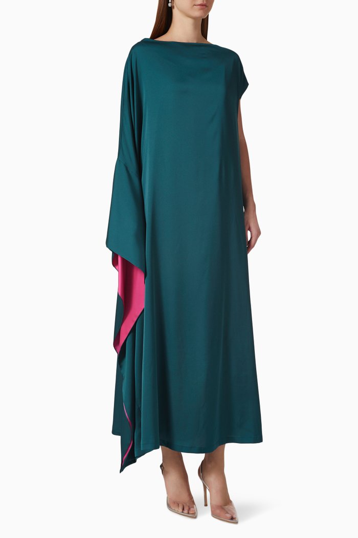 

One Sleeve Kaftan in Silk, Blue