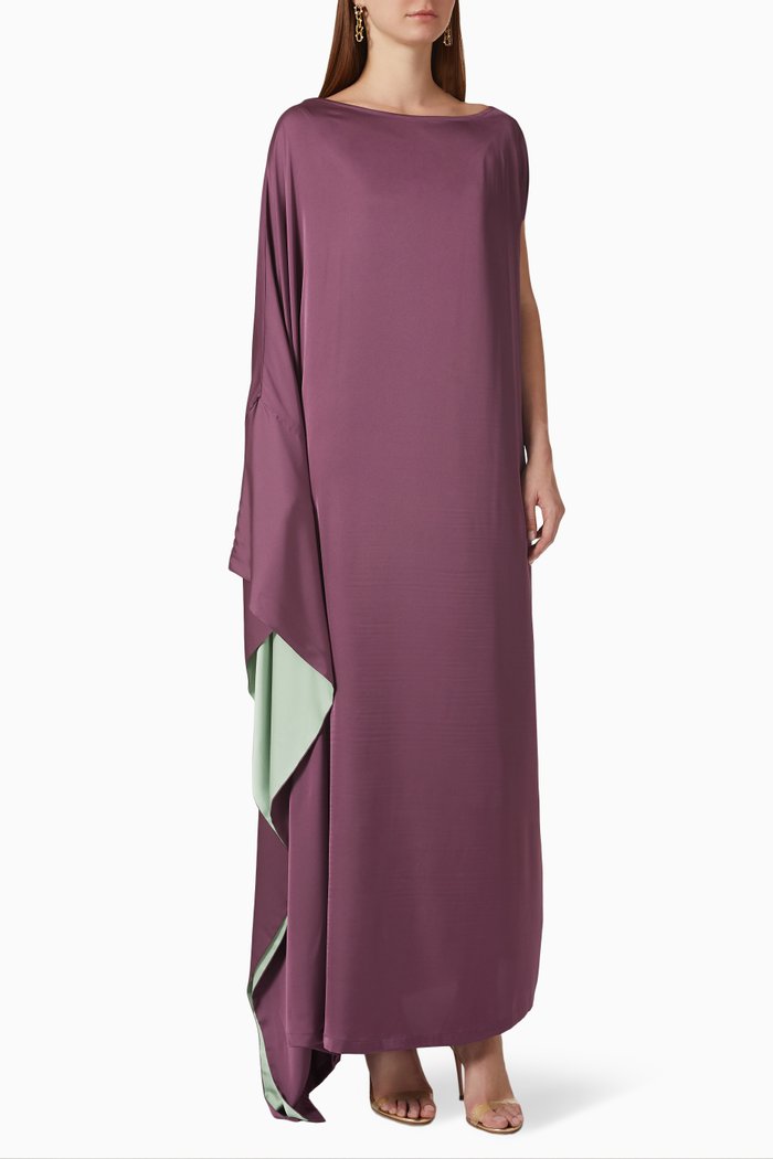 

One Sleeve Kaftan in Silk, Purple