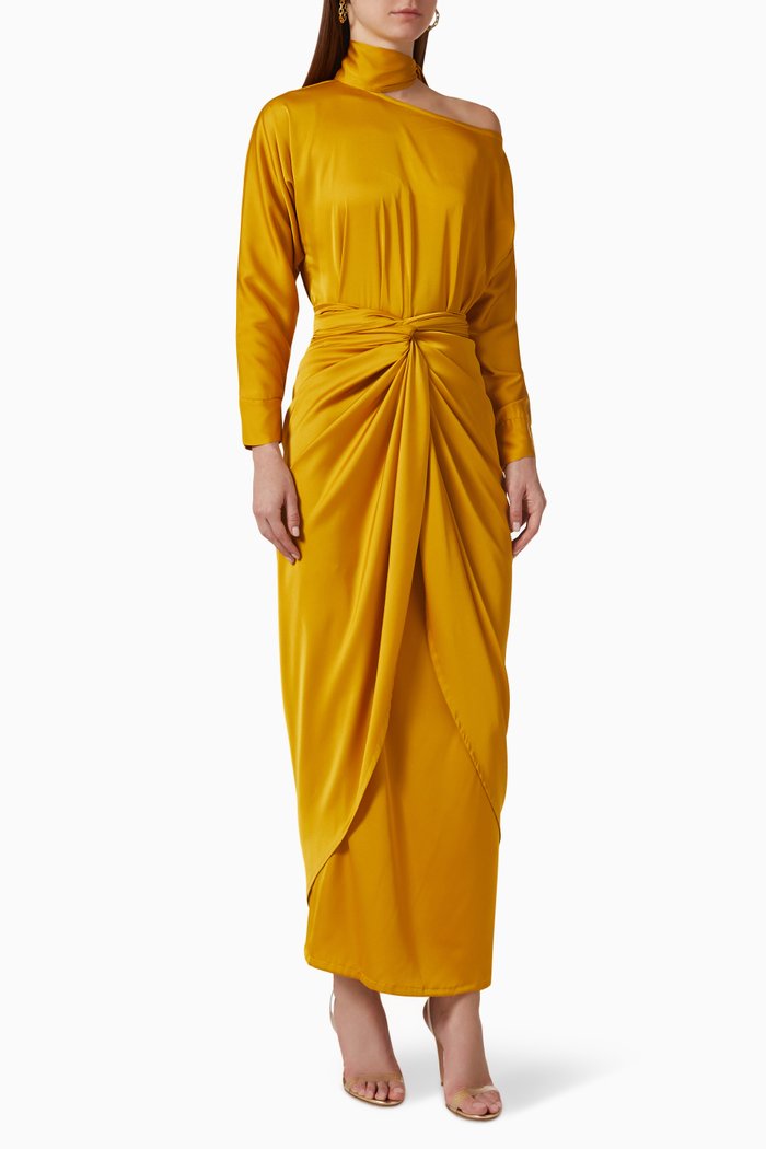 

Long Sleeve Dress in Silk, Yellow