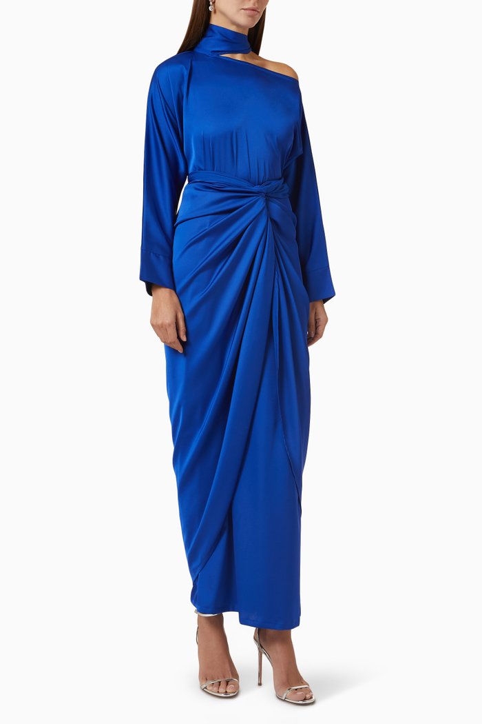 

Draped Midi Dress, Blue