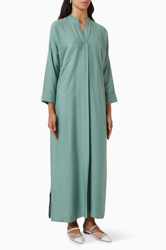 

Oversized Kaftan in Linen, Green