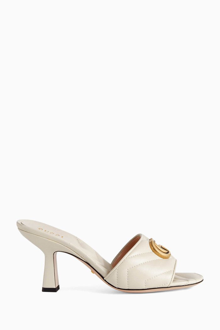 

Marmont 75 Double G Mules in Matelassé Leather, White