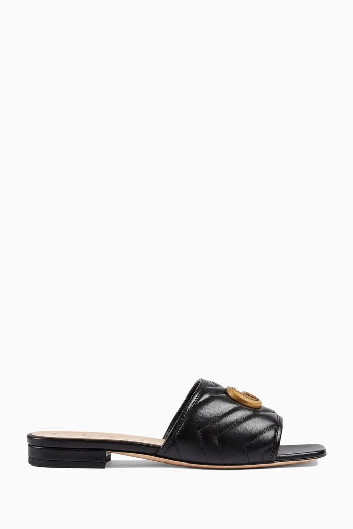 

Jolie GG Slides in Matelassé Leather, Black