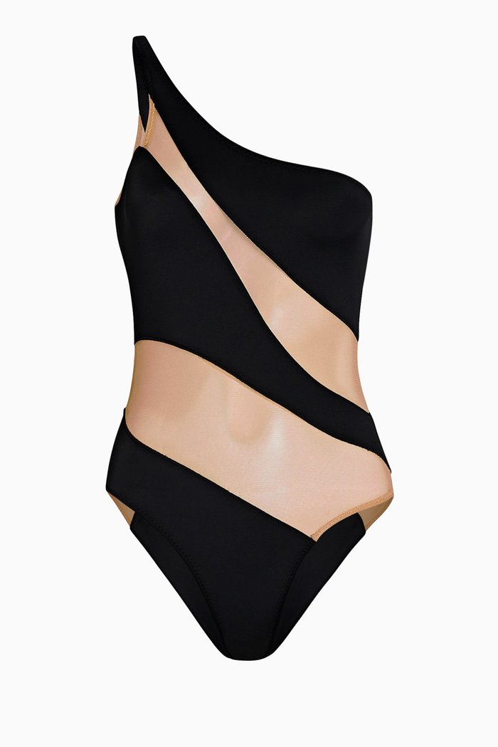 

Snake Mesh Mio One Piece Swimsuit, Black