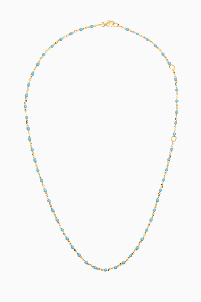 Beaded Enamel Necklace in 14kt Yellow Gold Vermeil, Blue