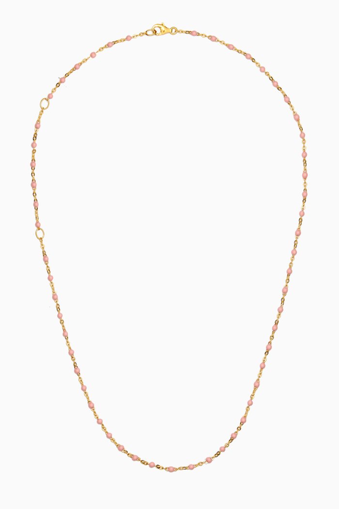

Beaded Enamel Necklace in 14kt Yellow Gold Vermeil, Pink