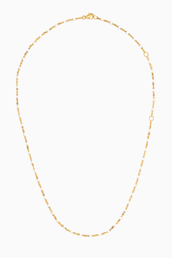 

Beaded Enamel Necklace in 14kt Yellow Gold Vermeil, White