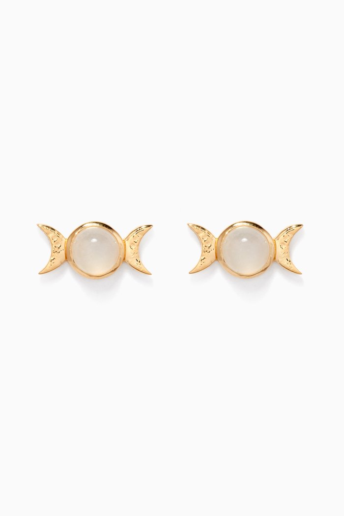 

Triple Moon Stud Earrings in 14kt Gold Vermeil, Yellow