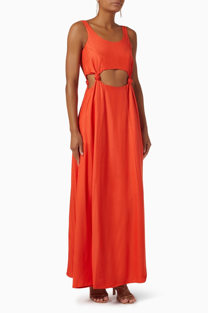 

Tenerife Cut Out Maxi Dress in Viscose Rayon Blend, Orange