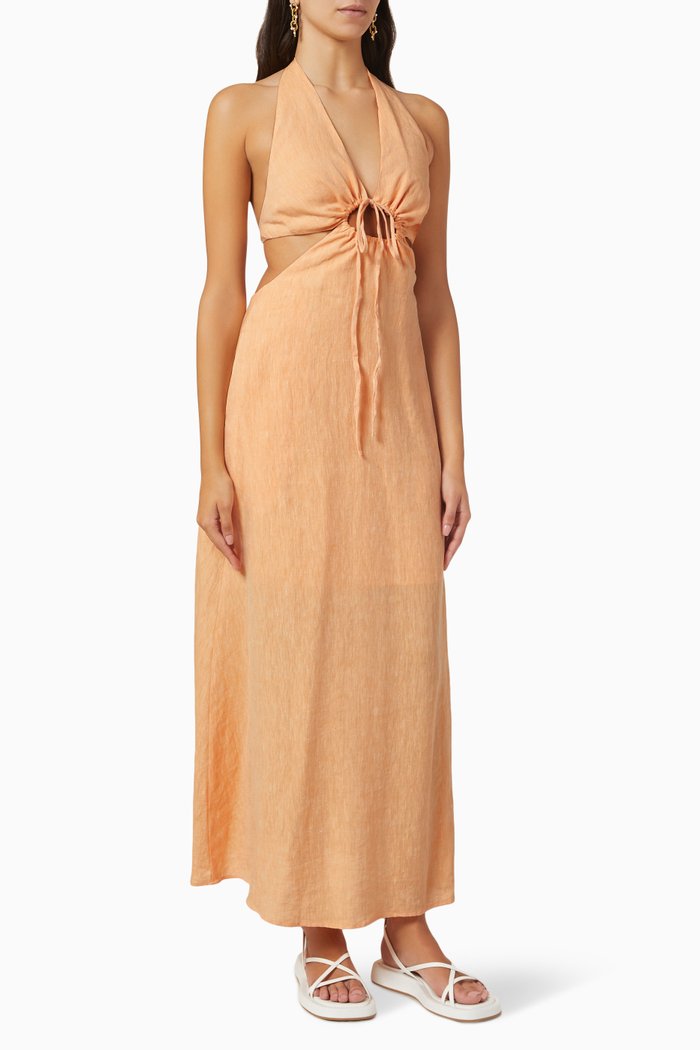 

Aitutaki Dress in Organic Linen, Neutral