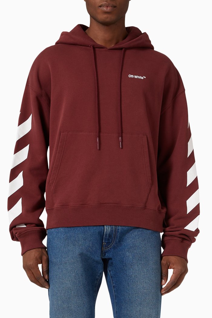

Diagonals Helvetica Oversized Hoodie in Cotton, Red