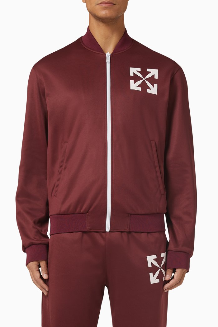 Single Arrow Slim Track Jacket in Technical Fabric, Brown