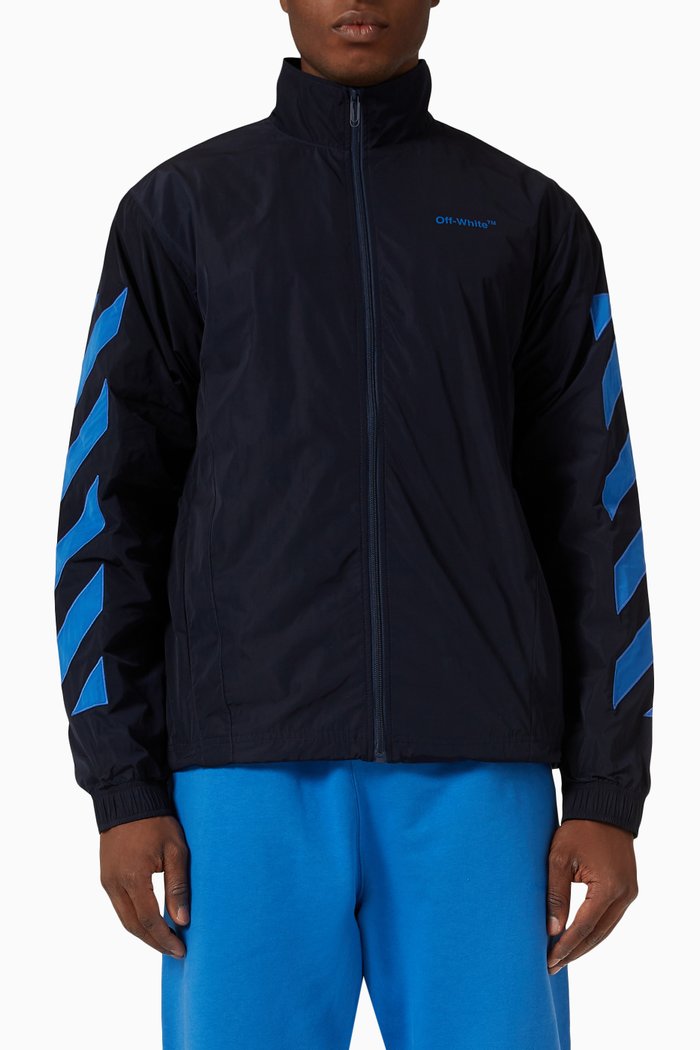 Diagonal Track Jacket Outer Space in Technical Fabric, Black