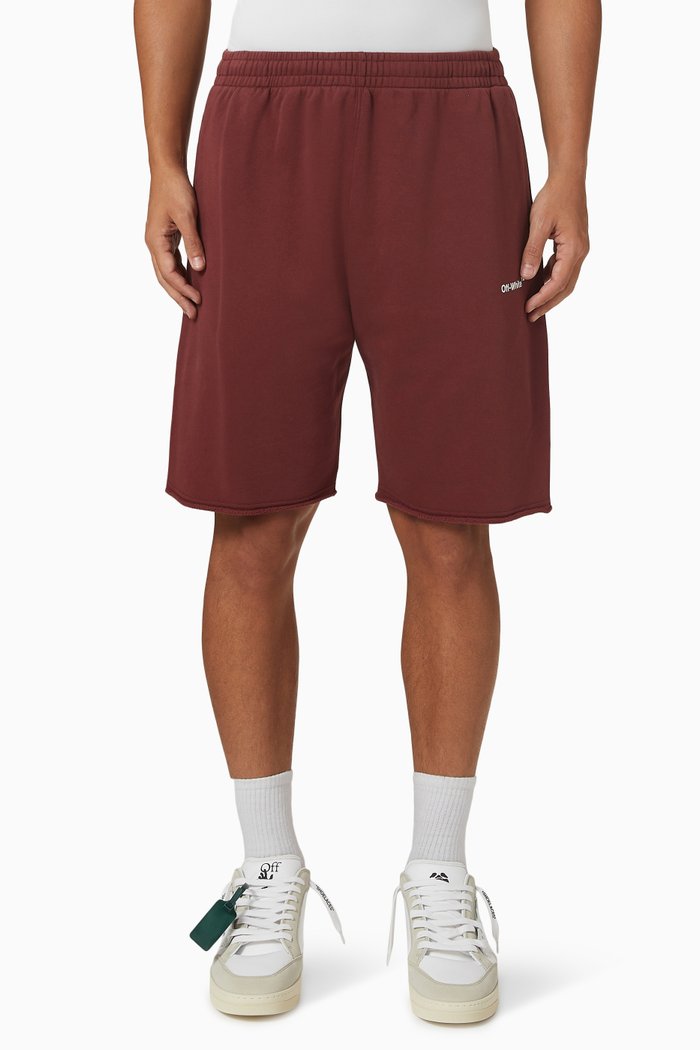 

Diagonal Helvetica Sweat Shorts in Cotton, Red