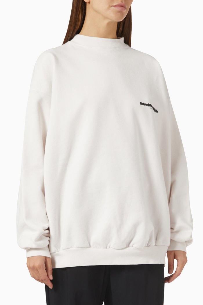 

Logo Oversized Crewneck Sweatshirt in Cotton Terry, White