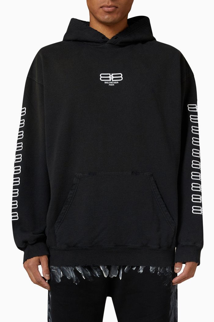 BB Icon Medium Fit Hoodie in Fleece, Black