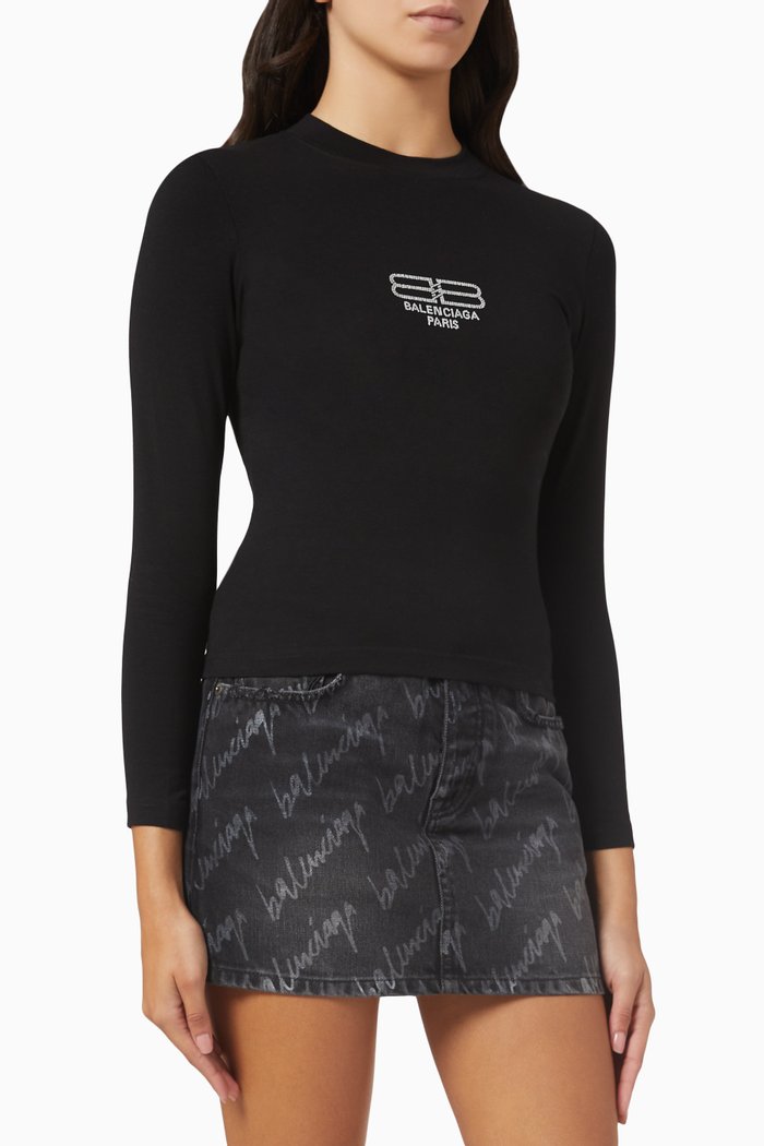 

BB Paris Icon Fitted T-shirt in Peel Stretch Jersey, Black