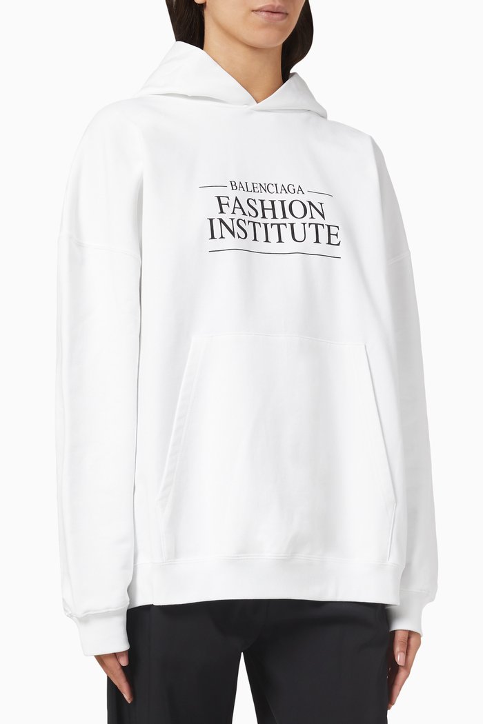 

Fashion Institute Large Fit Hoodie in Cotton Terry, White
