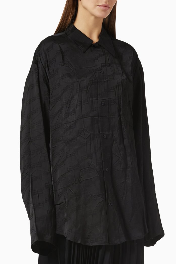 

BB Monogram Minimal Shirt in Viscose Jacquard, Black