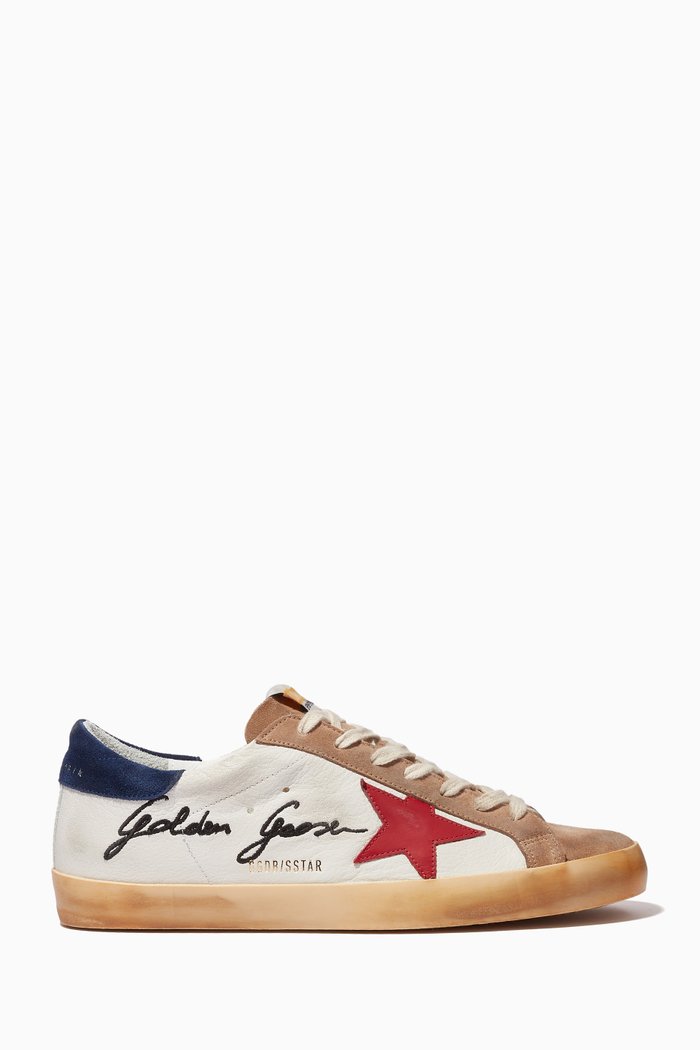 

Super Star Logo Embroidered Sneakers in Leather, White