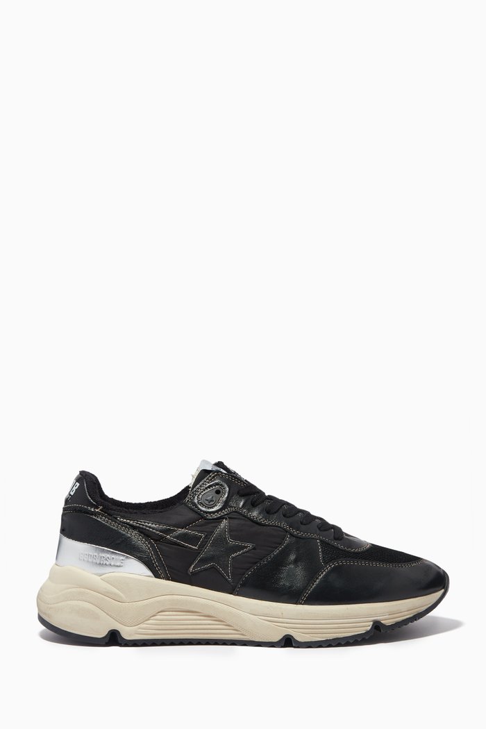 

Running Sole Sneakers in Leather & Mesh, Black