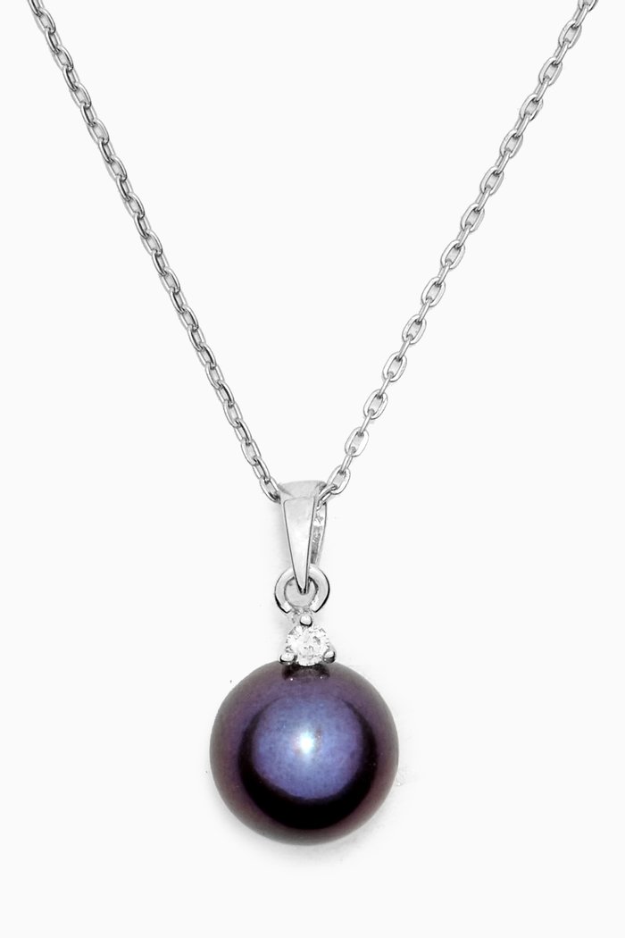 

Kiku Freshwater Pearl & Diamond Necklace in 18k White Gold