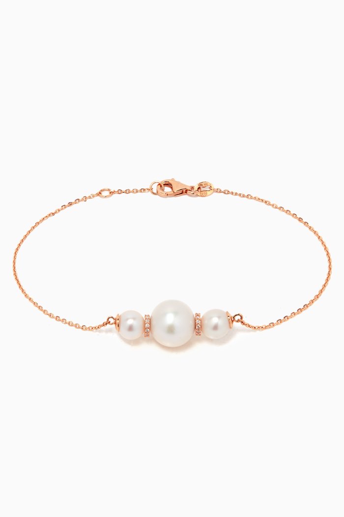 

Kiku Freshwater Pearl & Diamond Bracelet in 18k Rose Gold