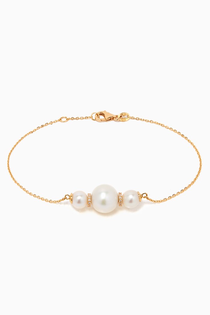 

Kiku Freshwater Pearl & Diamond Bracelet in 18k Yellow Gold