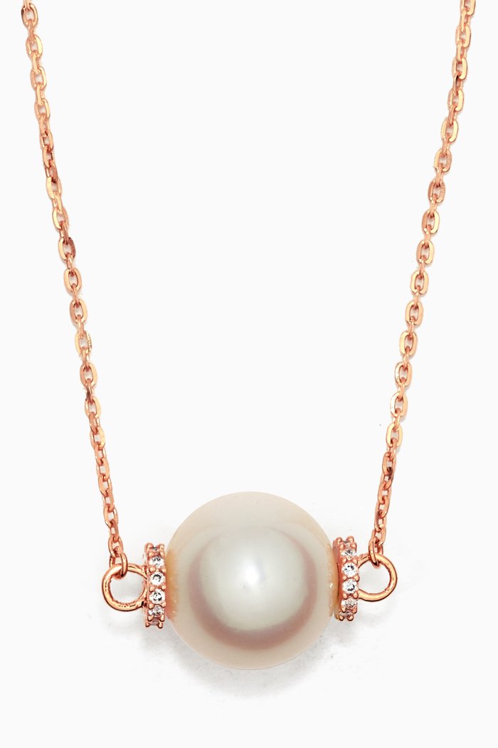 

Kiku Freshwater Pearl & Diamond Necklace in 18kt Rose Gold