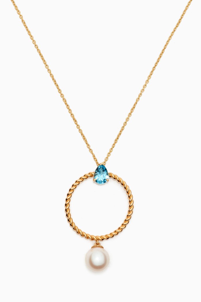 

Kiku Freshwater Pearl & Blue Topaz Necklace in 18kt Yellow Gold