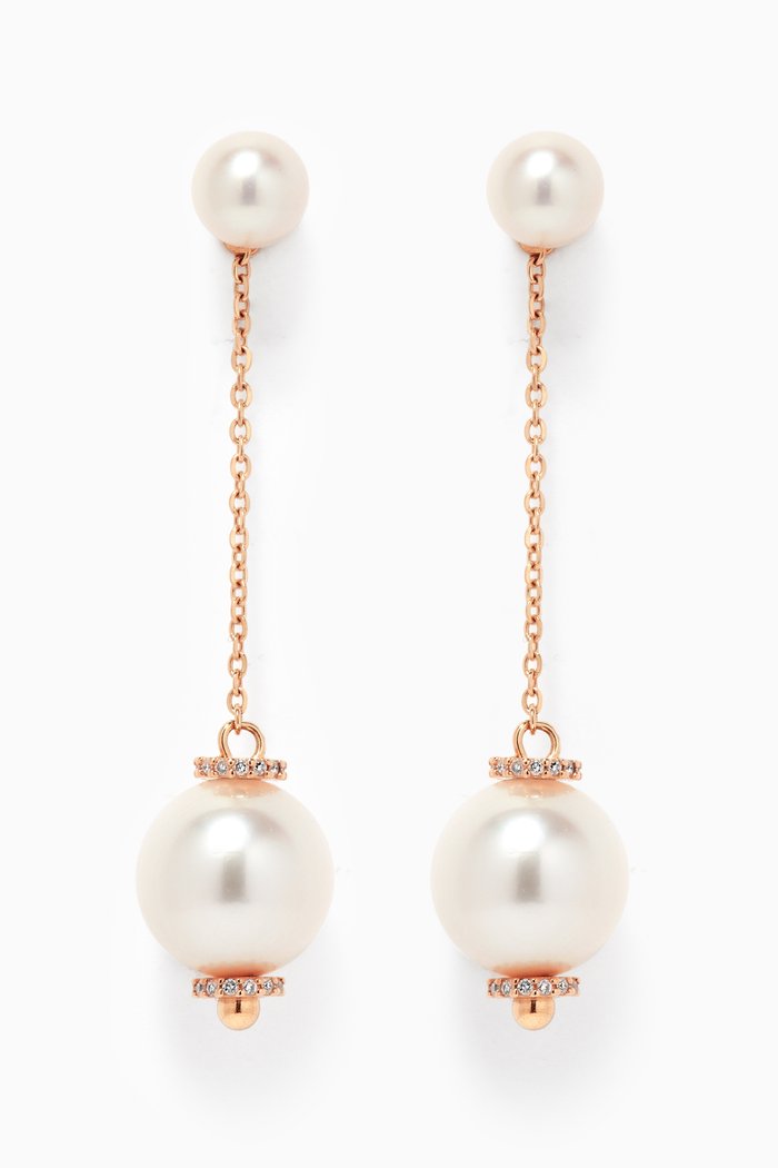 

Kiku Freshwater Pearl & Diamond Earrings in 18kt Rose Gold