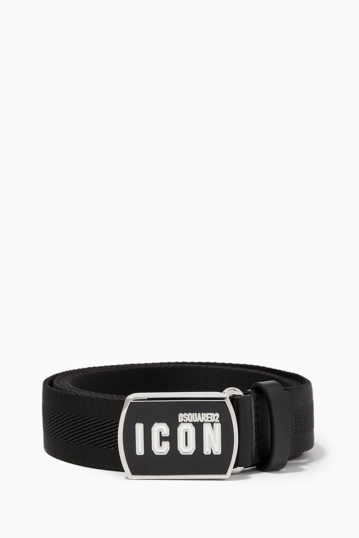 

Be Icon Plaque Belt in Nylon, Black