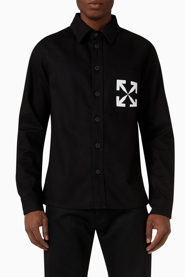 

Single Arrows Shirt in Denim, Black